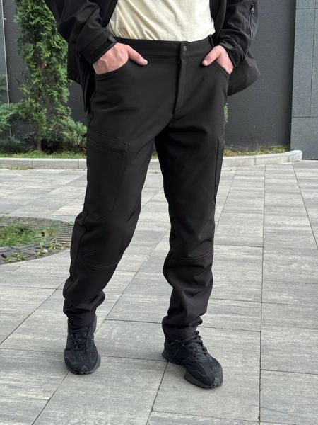 Чоловічі штани на флісі Softshell софтшелл Trek, Чорний, 48 (S)