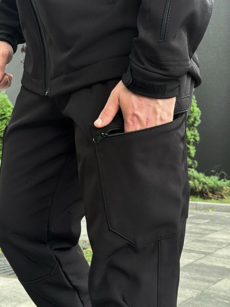 Чоловічі штани на флісі Softshell софтшелл Trek, Чорний, 48 (S)