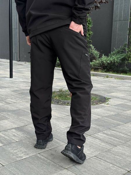 Чоловічі штани на флісі Softshell софтшелл Trek, Чорний, 48 (S)