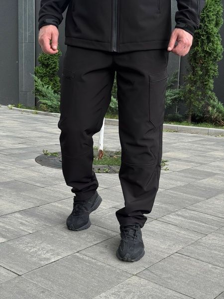 Чоловічі штани на флісі Softshell софтшелл Trek, Чорний, 48 (S)