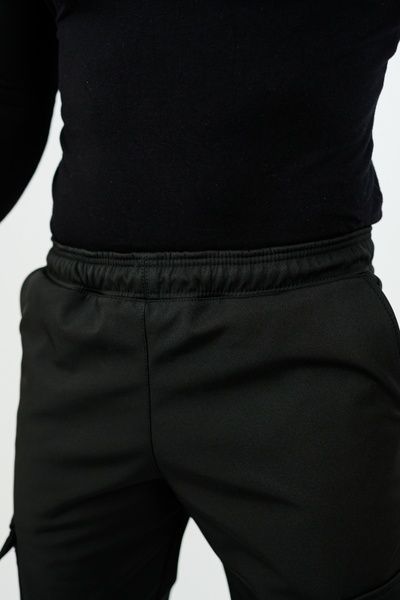 Чоловічі штани карго на флісі Softshell софтшелл, Чорний, 48 (S)