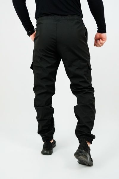 Чоловічі штани карго на флісі Softshell софтшелл, Чорний, 48 (S)