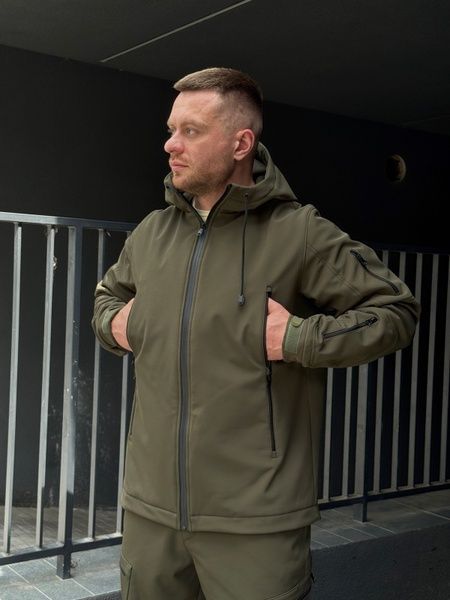 Чоловічий водовідштовхуючий костюм на флісі Softshell Молнія, Хакі, 48 (S)