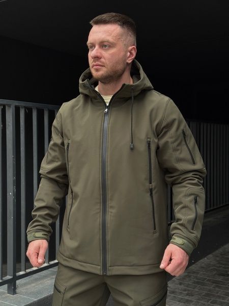 Чоловічий водовідштовхуючий костюм на флісі Softshell Молнія, Хакі, 48 (S)