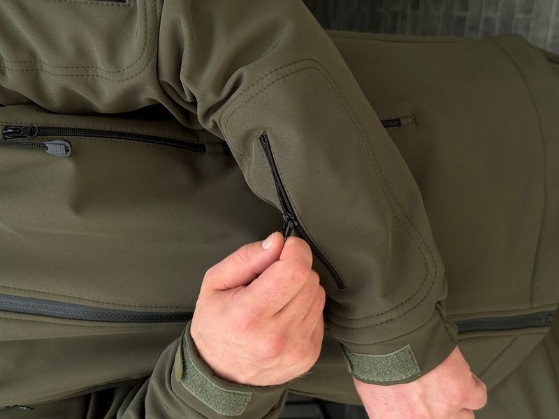 Чоловічий водовідштовхуючий костюм на флісі Softshell Молнія, Хакі, 48 (S)