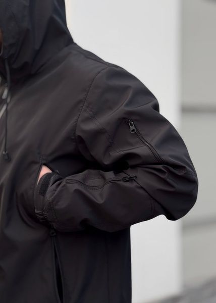 Чоловічий спортивний демісезонний костюм Молнія з плащевої тканини, Чорний, 48 (S)