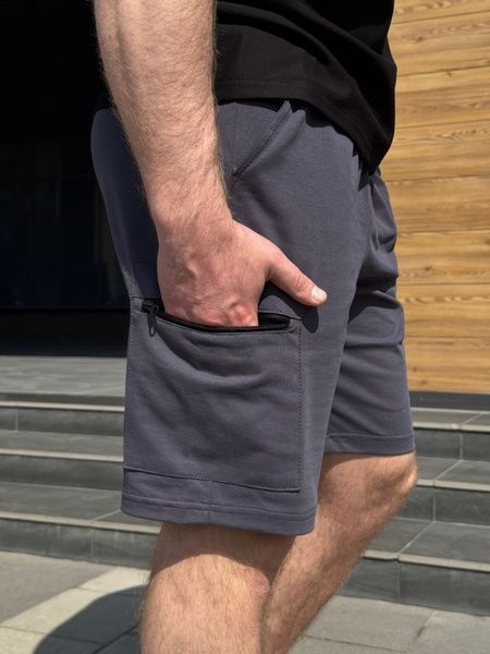 Чоловічі шорти карго з турецької двунитки, Темно-сірий, 48 (S)